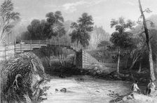 The Bridge at Bhurkote 1845. Creator: William Purser