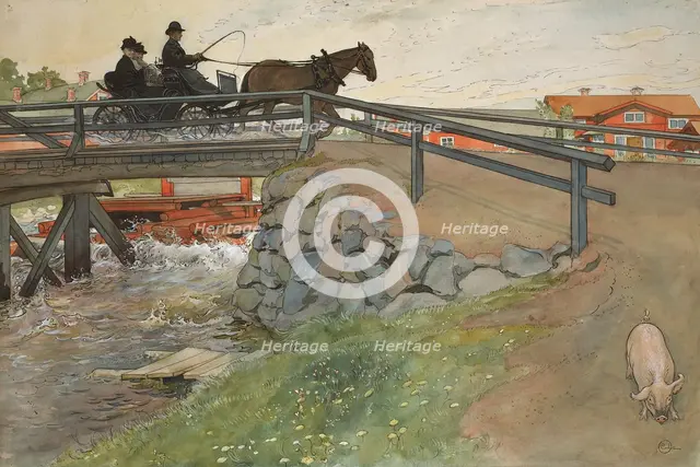 The Bridge. From A Home (26 watercolours). Creator: Carl Larsson.