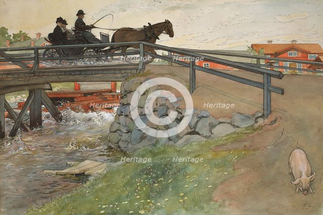 The Bridge. From A Home (26 watercolours). Creator: Carl Larsson.