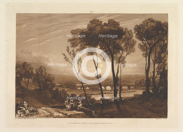The Bridge in Middle Distance (Liber Studiorum, part III, plate 13), June 10, 1808. Creator: JMW Turner.