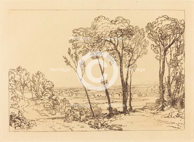 The Bridge in Middle Distance, published 1808. Creator: JMW Turner.