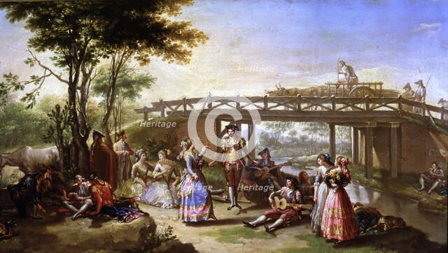  'The bridge of the Canal of Madrid', 1784, detail of Painting by Francisco Bayeu.