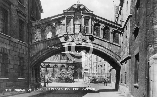 The Bridge of Sighs, Hertford College, Oxford University, Oxford, early 20th century. Artist: Unknown