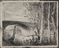 The Bridge, original impression 1862, printed in 1921. Creator: Charles François Daubigny (French, 1817-1878)