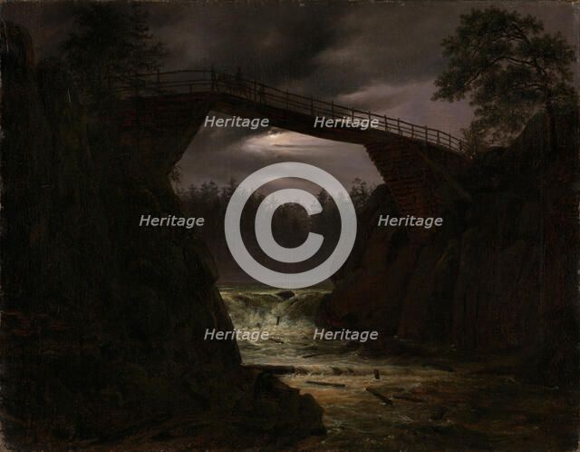 The Bridge outside Arendal. Artist: Fearnley, Thomas (1802-1842)