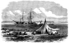 The brig Hetty Ellen discharging sections of Dr. Livingstone's new steamer..., 1862. Creator: Unknown