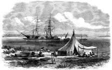 The brig Hetty Ellen discharging sections of Dr. Livingstone's new steamer..., 1862. Creator: Unknown