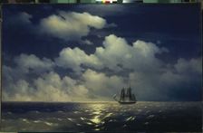 The brig Mercury encounter after defeating two Turkish ships of the Russian squadron, 1848