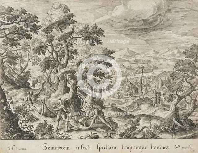 The Brigands Robbing the Traveler, c1600. Creator: Crispijn de Passe I.