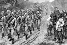 The Brighton Review: the Artists Corps marching to Brighton, 1880. Creator: W. I. Mosses