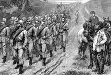 The Brighton Review: the Artists Corps marching to Brighton, 1880. Creator: W. I. Mosses