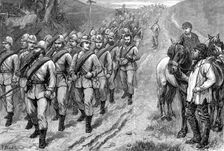 The Brighton Review: the Artists Corps marching to Brighton, 1880. Creator: W. I. Mosses