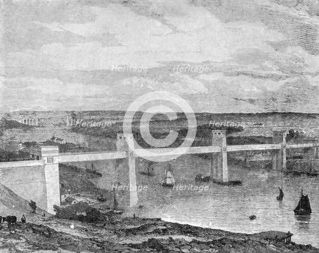 'The Britannia Tubular Bridge across the Menai Strait, 1850...', (1901). Creator: Unknown.