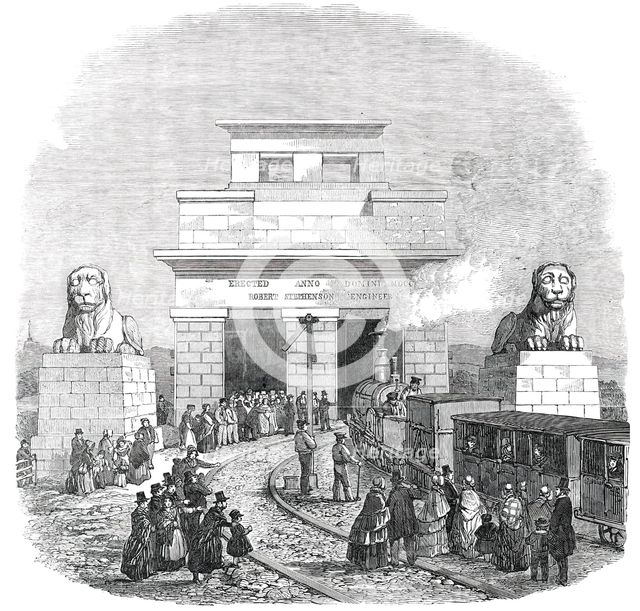 The Britannia Tubular Bridge - entrance from the Bangor Side, 1850. Creator: Unknown.