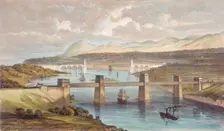 The Britannia Tubular Bridge, Menai Strait, Wales, c1850. Creator: Unknown