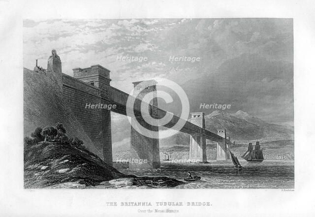 The Britannia Tubular Bridge over the Menai Straits, Wales, 1886. Artist: S Bradshaw
