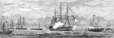 The British Channel Squadron entering Cherbourg Harbour, 1865. Creator: Unknown