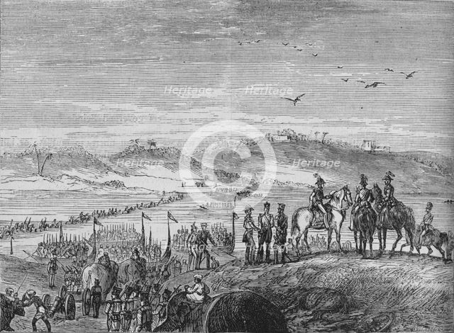 'The British Army Crossing the Sutlej', c1880. Artist: Joseph Swain.