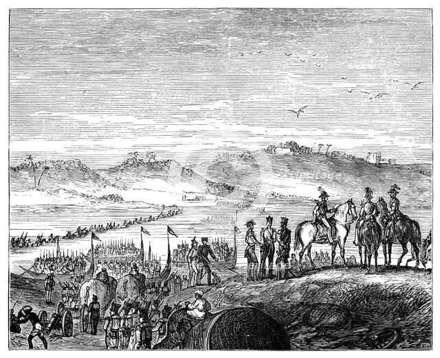 The British Army crossing the Sutlej River, India, 19th century, (1900). Artist: Unknown