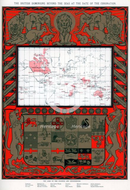 The British dominions beyond the seas at the date of the coronation, 1902. Artist: Alfred Hugh Fisher