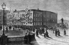 The British Embassy at St. Petersburg illuminated for the Duke of Edinburgh’s Marriage, 1874. Creator: Unknown