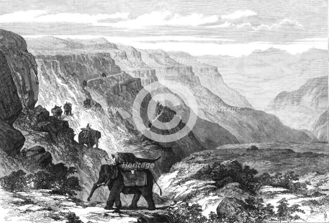 The British Expedition to Abyssinia: Major Murray's Armstrong guns crossing the Tacazze Valley, 1868 Creator: Unknown.
