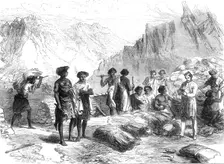 The British Expedition to Abyssinia: Shohos bringing in grass to the Commissariat, Undel Wells, 1868 Creator: Unknown