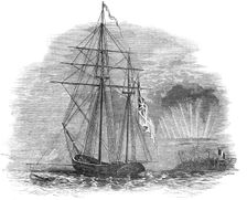 The British Force off Tahiti - Her Majesty's Ketch, Basilisk, 1844. Creator: Unknown