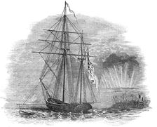 The British Force off Tahiti - Her Majesty's Ketch, Basilisk, 1844. Creator: Unknown