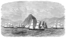 The British Flying Squadron passing the Diamond Rock, off Martinique, 1871. Creator: Unknown