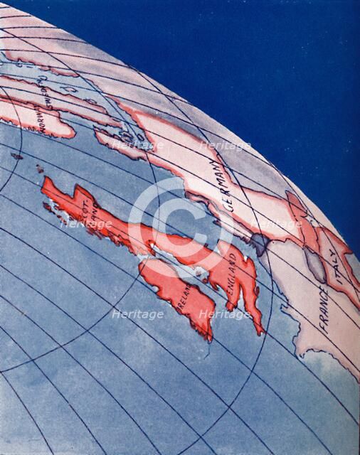 'The British Isles and Northern Europe at 6pm on midsummers day', 1935. Artist: Unknown.