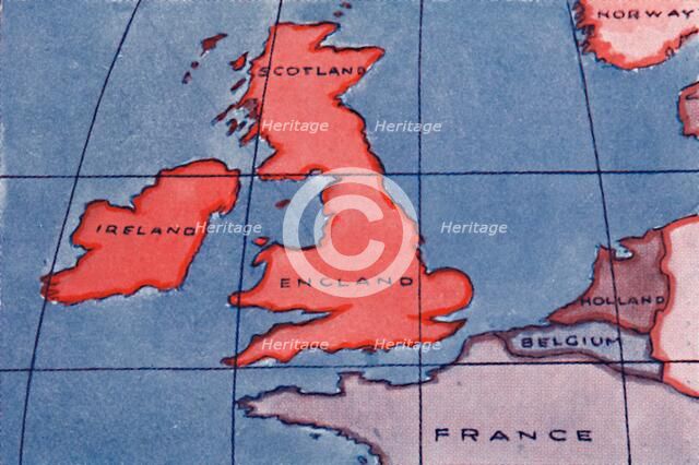 'The British Isles and Northern Europe at Noon in spring or Autumn', 1935. Artist: Unknown.