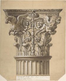 The British Order: Elevation of a Capital and Part of the Fluted Shaft, 1762. Creator: James Adam