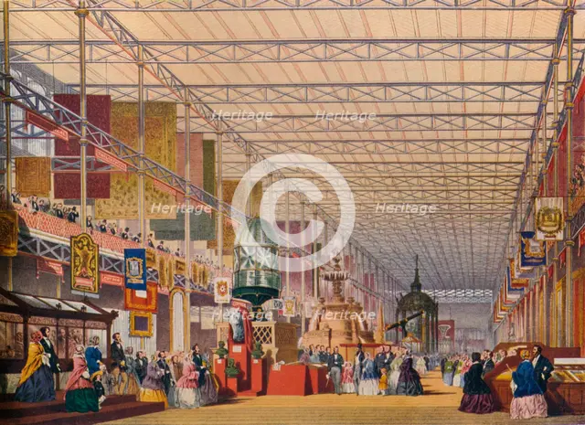 'The British Nave at the Great Exhibition of 1851, The Crystal Palace', c1854. Artist: Unknown.