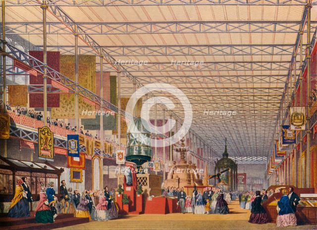 'The British Nave at the Great Exhibition of 1851, The Crystal Palace', c1854. Artist: Unknown.