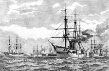 The British Squadron cruising in Mozambique Channel under Rear-Admiral Sir E. R. Fremantle, 1890. Creator: Unknown