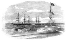 The British Steamer "Bengal" bringing a supposed Russian Prize into Madras Harbour, 1854. Creator: Unknown