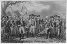 The British surrendering their arms to Gen: Washington, 1781 1859. Artist: James Stephenson