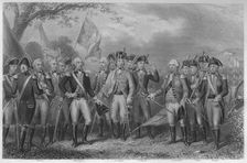 The British surrendering their arms to Gen: Washington, 1781 1859. Artist: James Stephenson