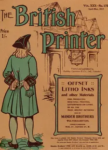 The British Printer Vol. XXX - No. 175 April-May, 1917 cover 1917. Artist: Mander Brothers
