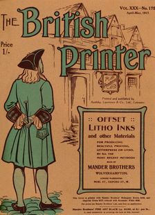 The British Printer Vol. XXX - No. 175 April-May, 1917 cover 1917. Artist: Mander Brothers