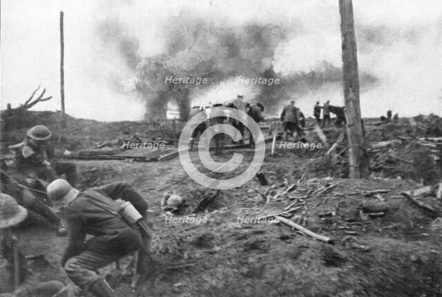 The British Push Into Flanders; Along the road to Menin: on the battlefield..., 1917. Creator: Unknown.
