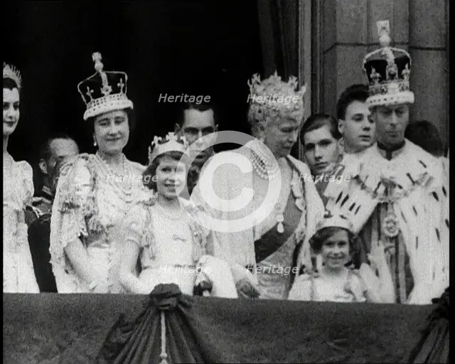 The British Royal Family Standing on a Balcony, 1937. Creator: British Pathe Ltd.