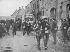 The British wounded returning to a dressing station after an attack 1915