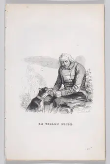 The Broken Violin from The Complete Works of Béranger, 1836. Creator: Theodore Maurisset