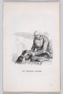 The Broken Violin from The Complete Works of Béranger, 1836. Creator: Theodore Maurisset