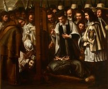 The Brotherhood of of Saint John Beheaded attend the blessing of the beheaded, 1662. Creator: Costa, Giovanni Battista (active 1660-1670)