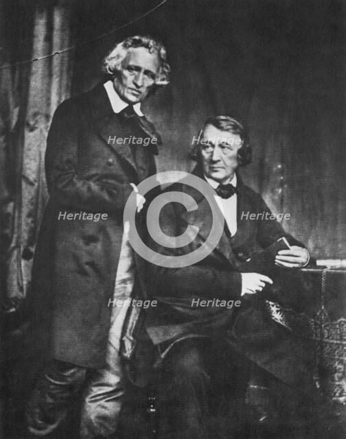 The Brothers Grimm, German authors, 1847. Artist: Hermann Biow