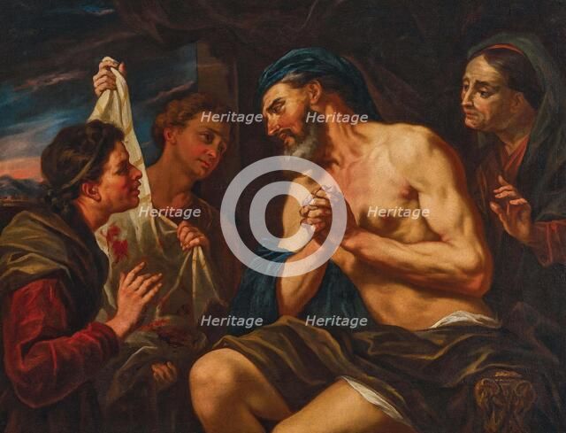 The brothers show Jacob Joseph's bloody garment, Second half of the 17th century. Creator: Loth, Johann Karl (1632-1698).