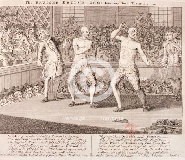 'The Bruiser Bruis'd', 1750. Artist: Anon